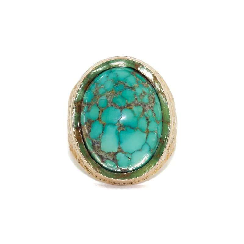 Vivid diamond rings-Colossal 14k Gold x Persian Turquoise Filigree Ring