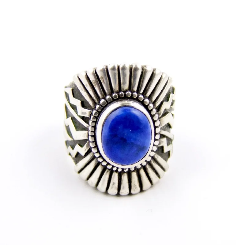 Etched name rings-Lapis Sonoran Sunrise Ring