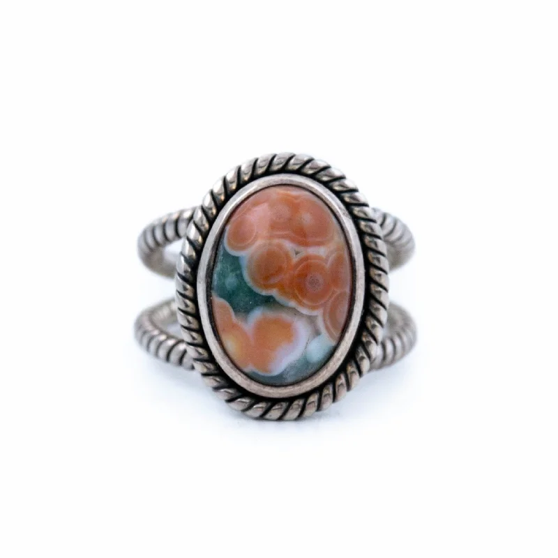 Radiant star rings-Persimmon Ocean Jasper Ring