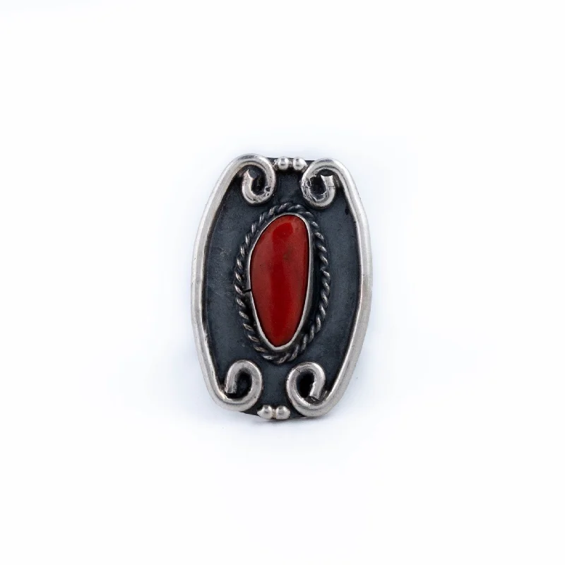 Bear design rings-Scalloped Red Coral Ring