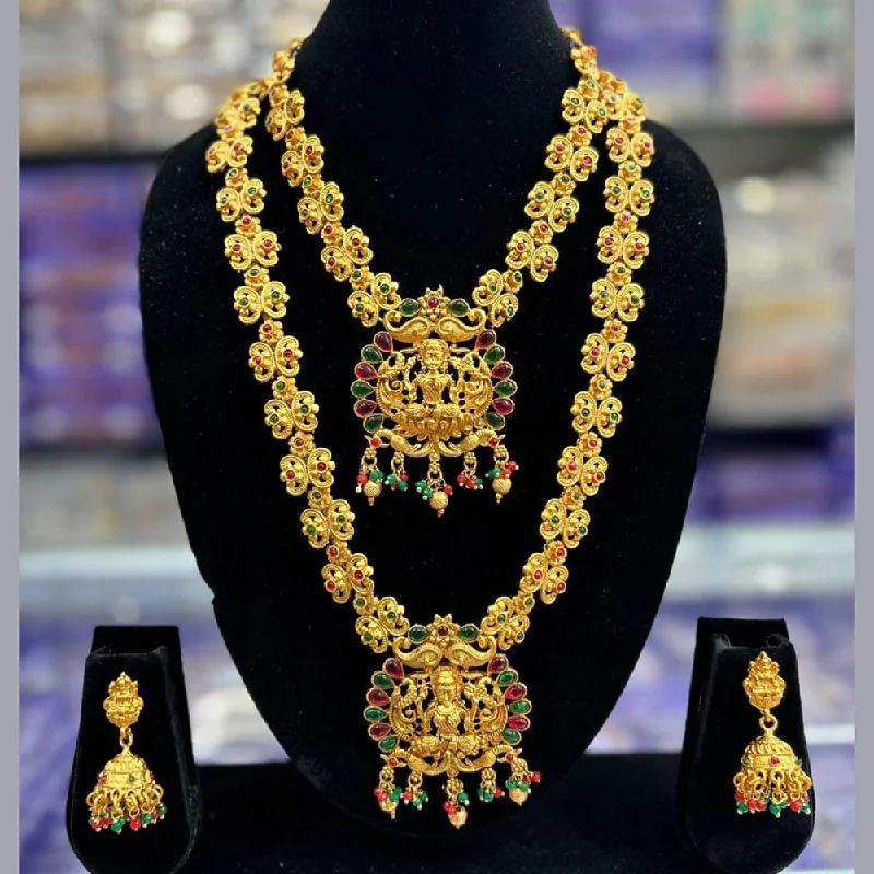 Twisted knot necklaces-Manisha Jewellery Pota Stone Temple Necklace Set