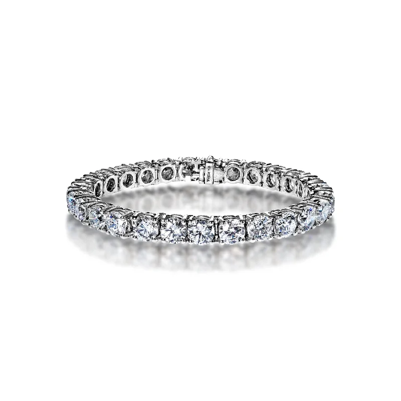 New moon bangles-Tatum 27 Carat Round Brilliant Diamond Tennis Bracelet 1 carat each in 14k White Gold CLARITY ENHANCED