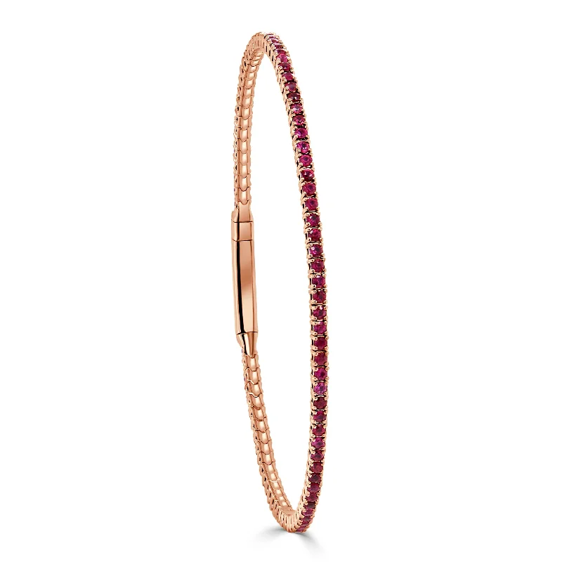 Pure link bangles-14K Gold & Ruby Flexible Eternity Bangle