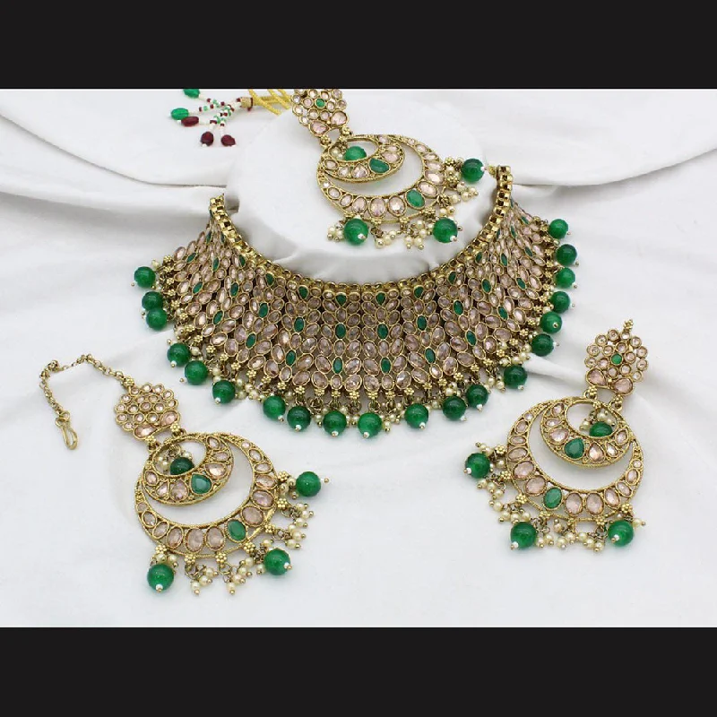 Shiny charm necklaces-Manisha Jewellery  Gold Plated Crystal Stone Necklace Set