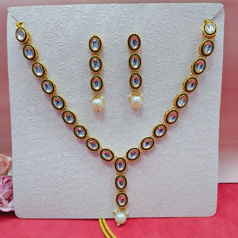 Antique silver necklaces-Manisha Jewellery Gold Plated Kundan Necklace Set