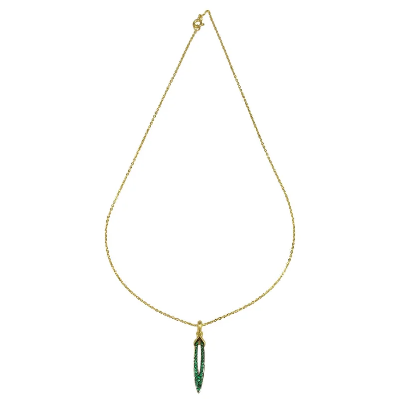 Onyx stone necklaces-Stiletto Pavé Pendant - 18K Gold Vermeil + CZ Vert