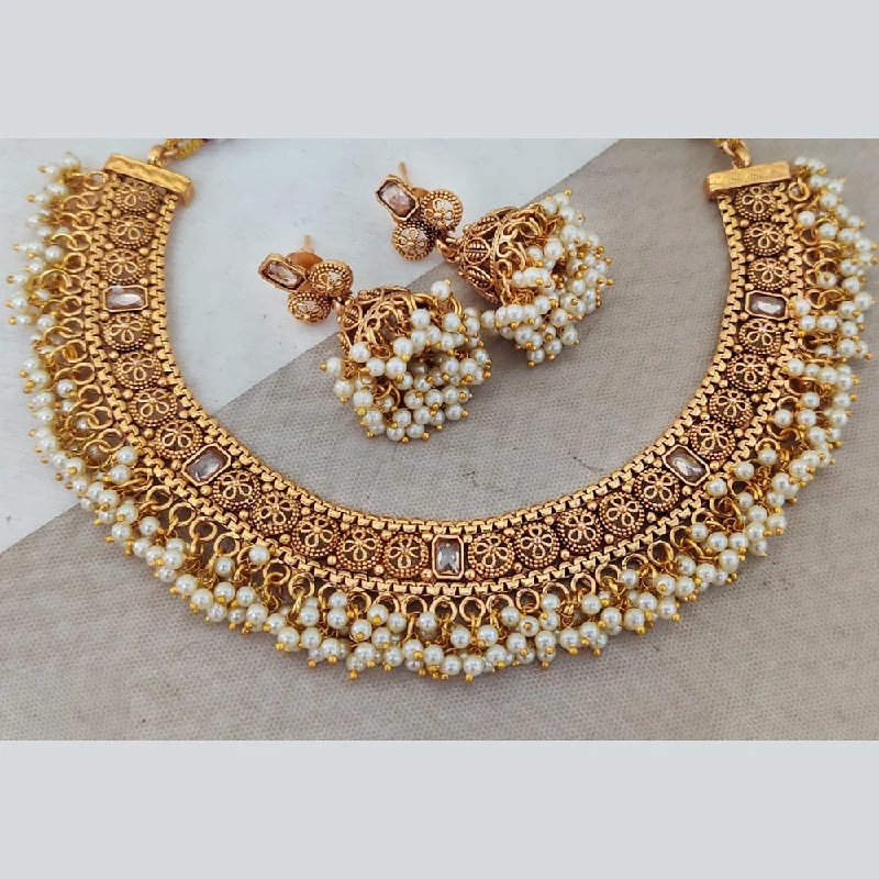 Vine braid necklaces-Rani Sati Jewels Gold Plated Pearl Necklace Set