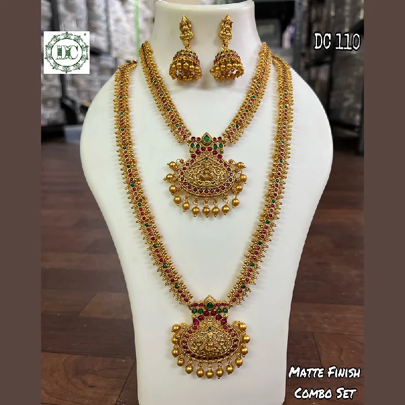 Chic art necklaces-Diksha Collection Gold Plated Temple Double Necklace Set