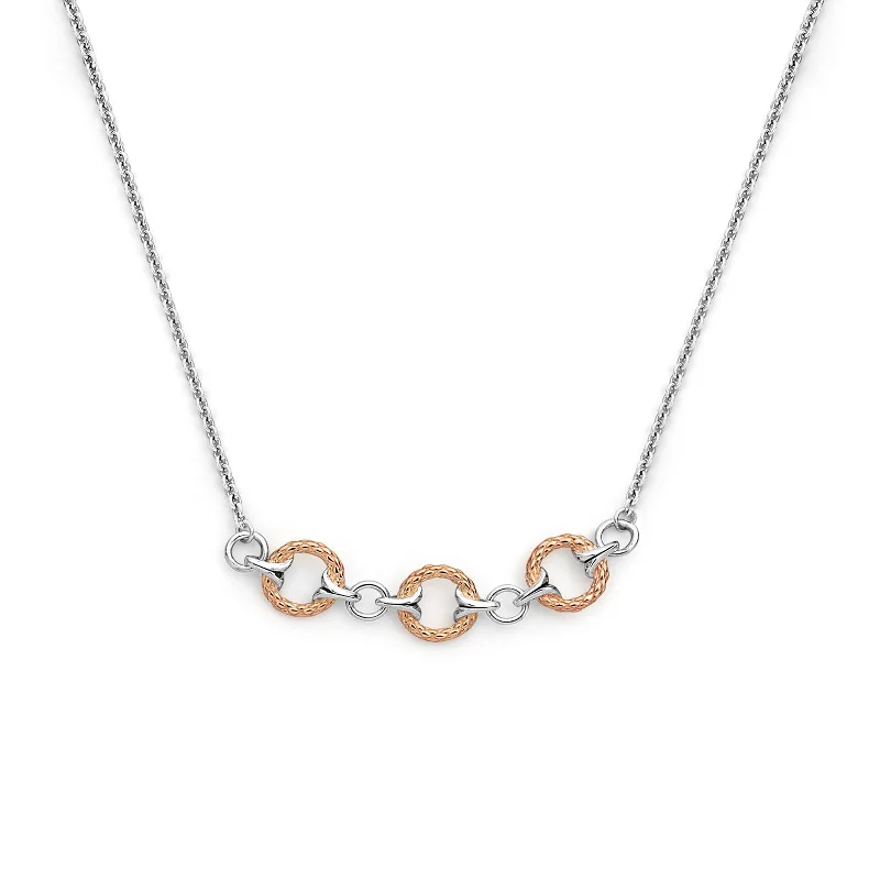 Spiral braid necklaces-Trio Necklace - Two Tone Rose + Silver