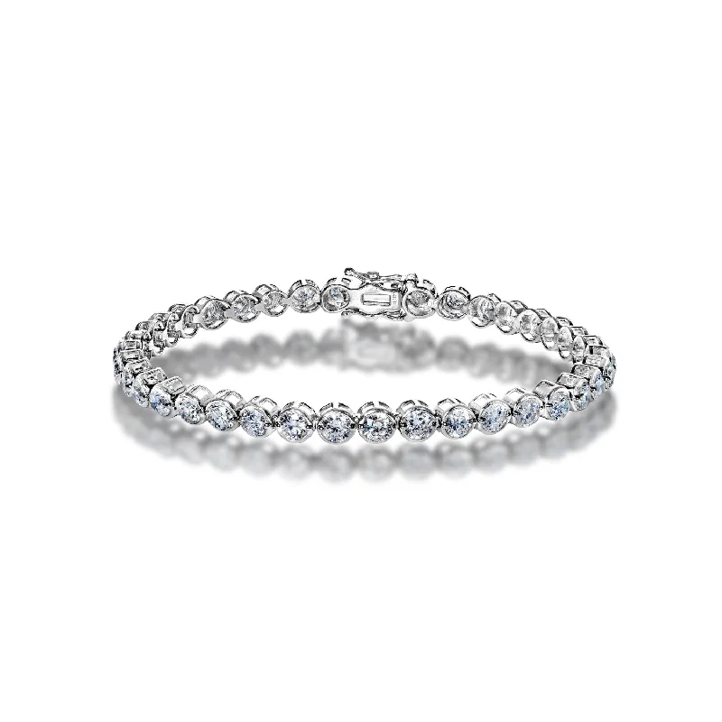 Cedar grain bangles-Drew 7 Carat Round Brilliant Single Row Diamond Tennis Bracelet in 14k White Gold