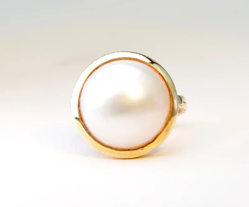 Rose gold rings-Mobe Pearl Ring