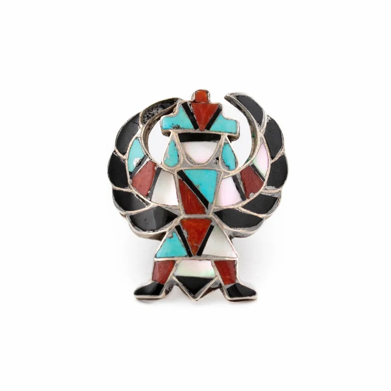 Glossy finish rings-Inlay Harpy Zuni Ring