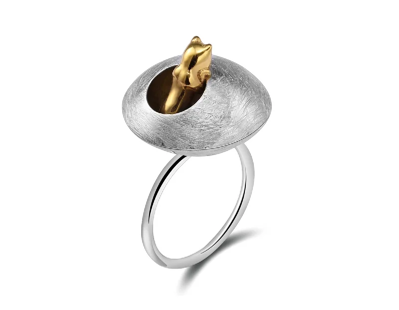 Surf motif rings-Peeping Cat Ring