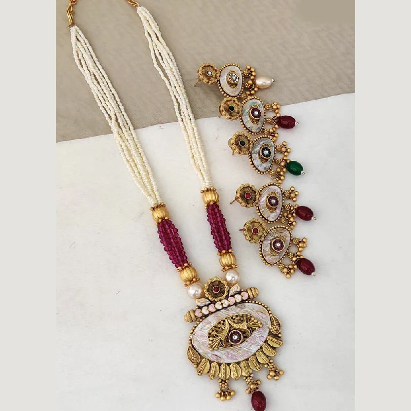 Thick collar necklaces-Rani Sati Jewels Gold Plated Necklace Set