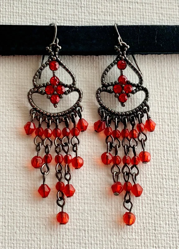 Trekker feather earrings-Rocio Handmade Beaded Chandelier Earrings