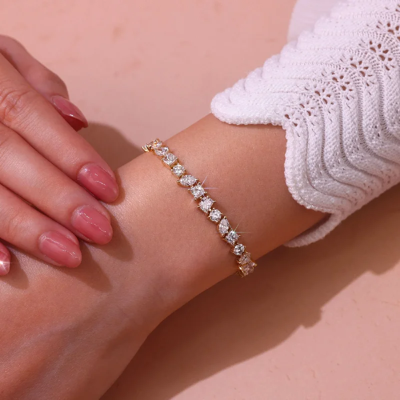 Pure link bangles-Multi Shape Diamond Tennis Bracelet