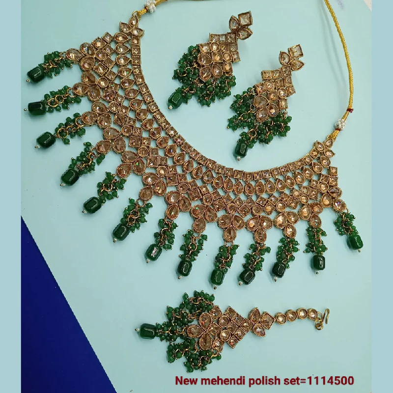 Retro photo necklaces-Padmawati Bangles Gold Plated Crystal Stone Necklace Set