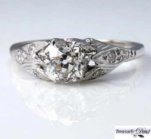 Sleek band rings-GIA 1.00CT ANTIQUE VINTAGE DECO OLD MINE CUSHION DIAMOND ENGAGEMENT WEDDING RING