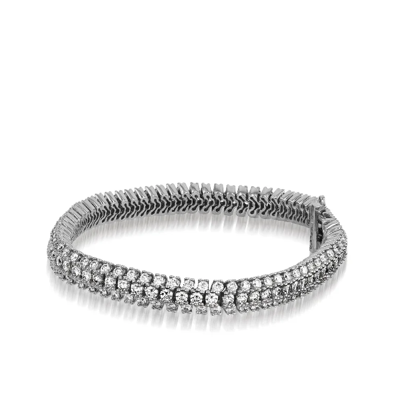 Wide cuff bangles-Monaco Three Row 6.00 Carat Tennis Bracelet