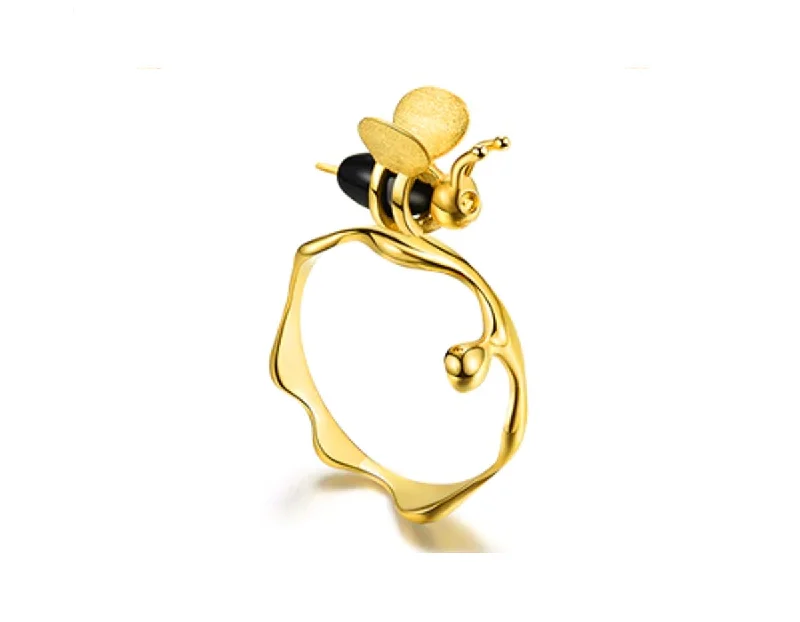 Worn lock rings-Dripping Honey & Bee Ring II