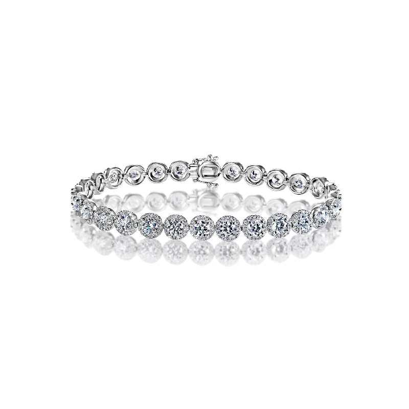 Crystal weave bangles-Lilla 8 Carats Round Brilliant Lab-Grown Diamond Tennis Bracelet in 18K White Gold