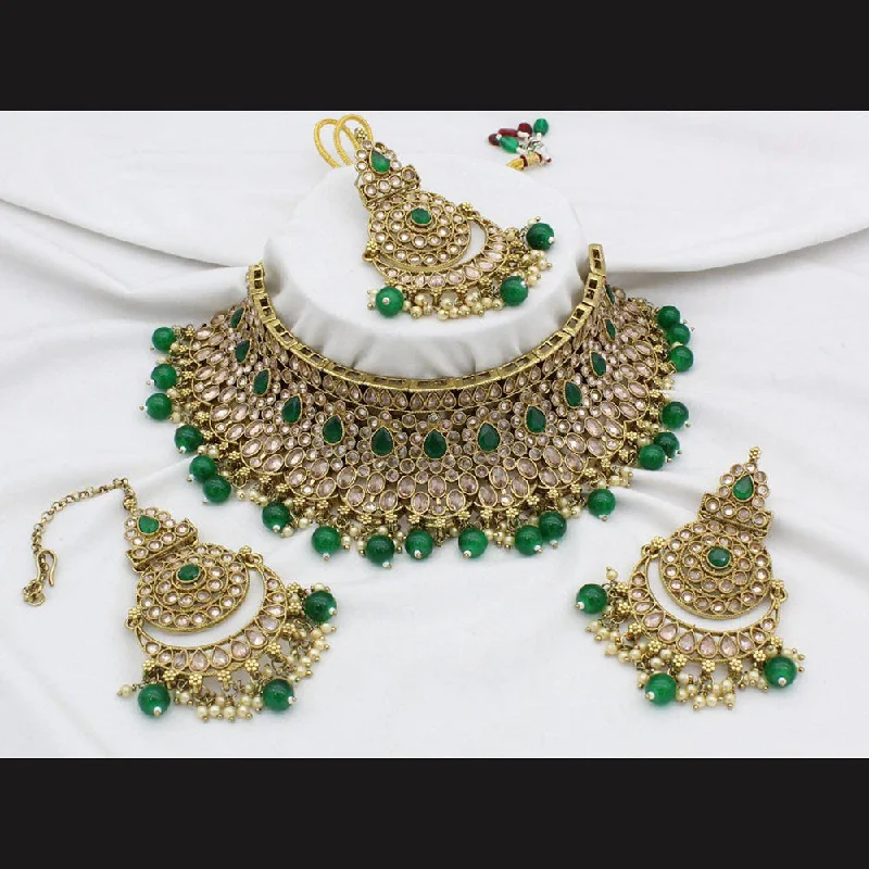 Oval charm necklaces-Manisha Jewellery  Gold Plated Crystal Stone Necklace Set