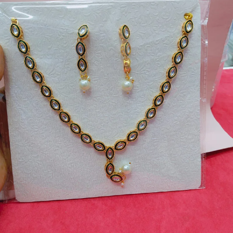 Bold bar necklaces-Manisha Jewellery Gold Plated Kundan Necklace Set