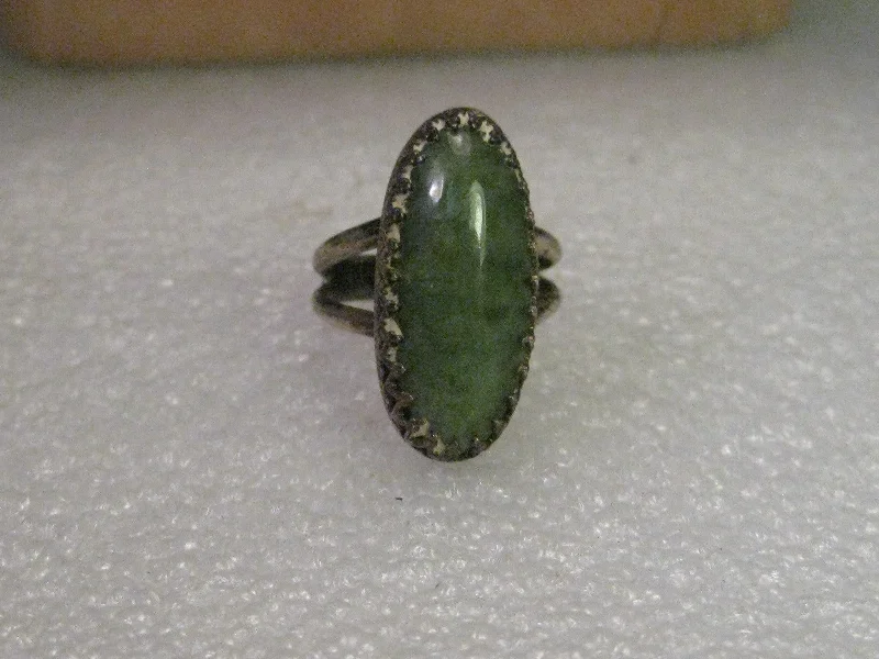 Pure crystal rings-Vintage Ring, Sterling Silver Green Agate Southwestern Ring, size 7.75, Split V Band