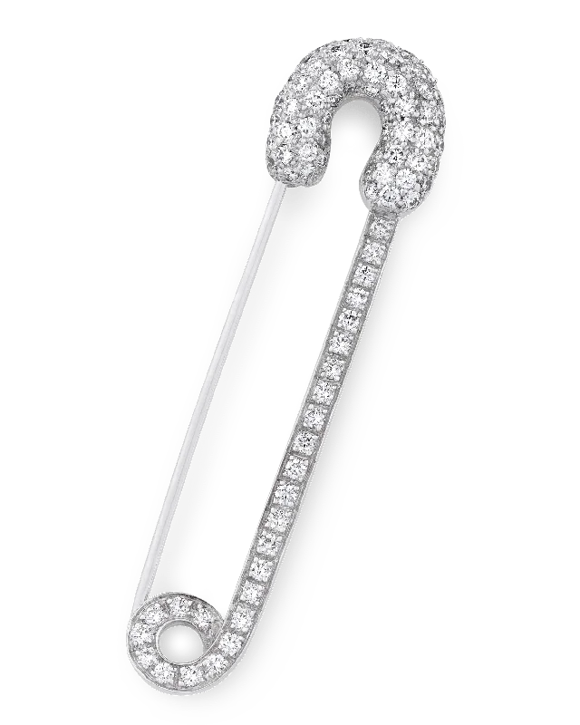 Tight pin brooch-Diamond Safety Pin Brooch, 2.08 Carats