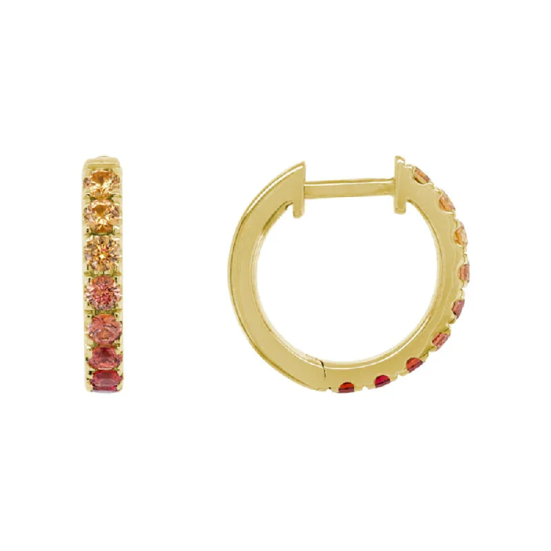 Bead braid earrings-14k Multi-Colored Sapphire Hoop Earrings