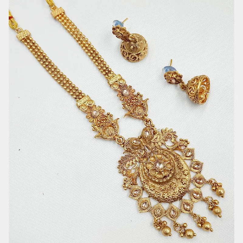 High pendant necklaces-Padmawati Bangles Gold Plated Pota Stone Necklace Set