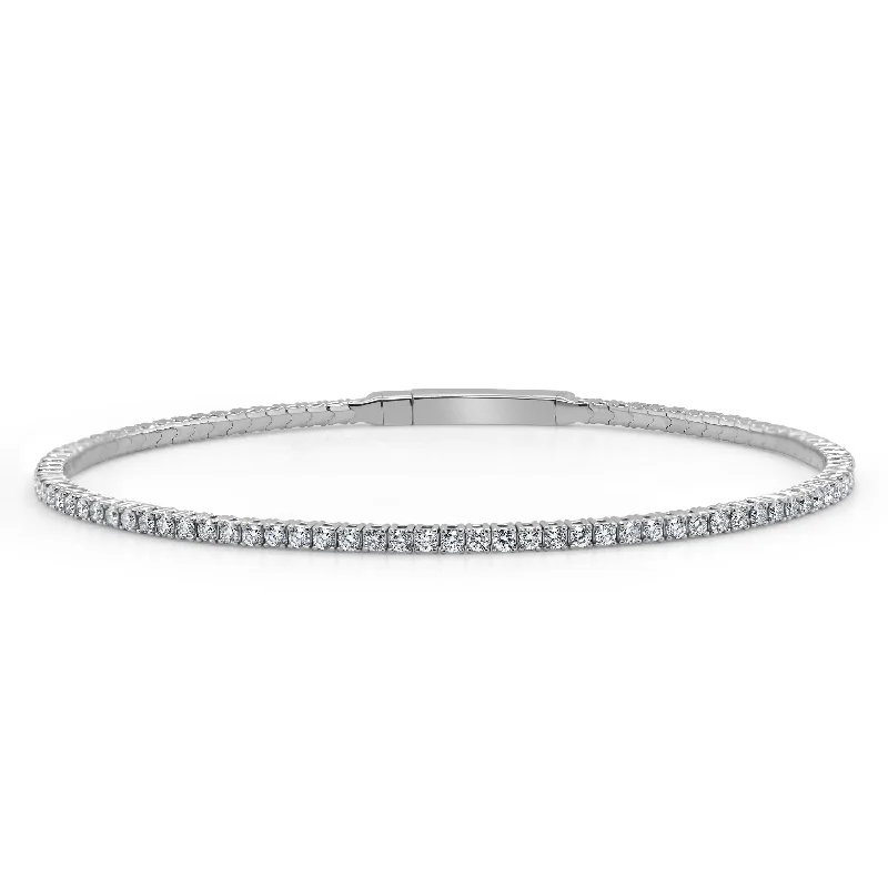 Oval charm bangles-14k Gold & Diamond Flexible Bangle