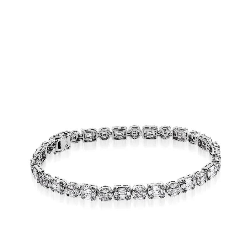 Reed braid bangles-Round and Baguette Cluster Diamond Tennis Bracelet