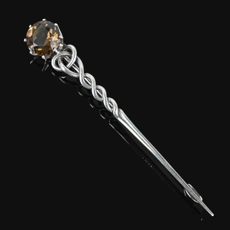 Multi-stone brooch-Antique Silver Celtic Comet Cairngorm Citrine Brooch