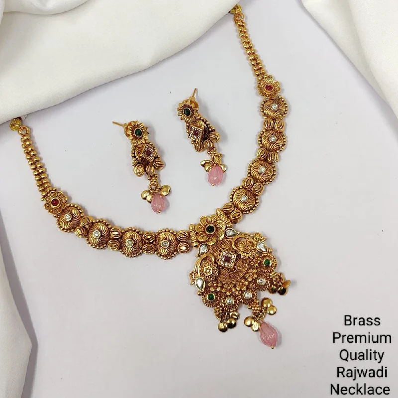 Fine thread necklaces-Manisha Jewellery Gold Plated Pota Stone Necklace Set