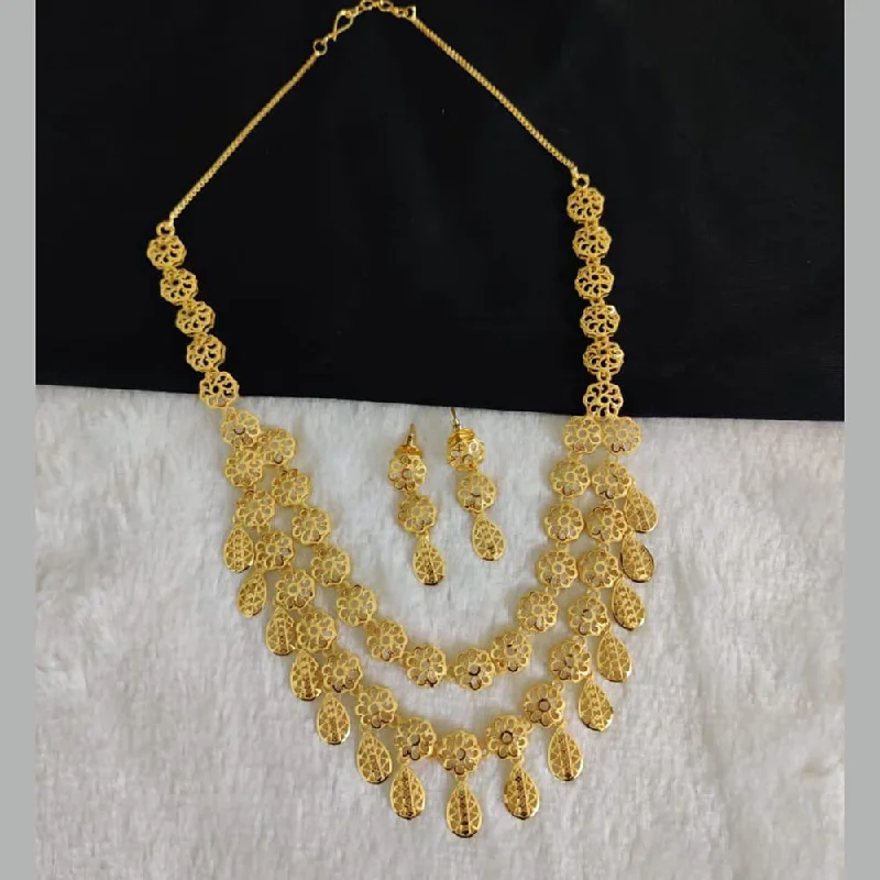 Frosted glass necklaces-Pari Art Jewellery Forming Gold Necklace Set