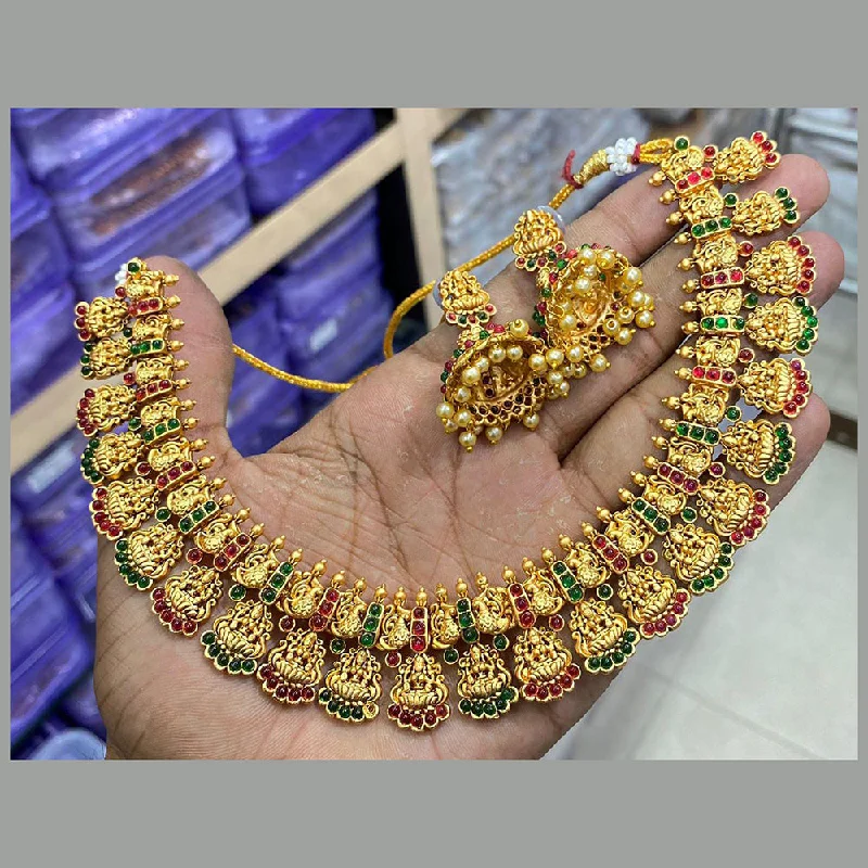 Sapphire gem necklaces-Manisha Jewellery Gold Plated Pota Stone Necklace Set