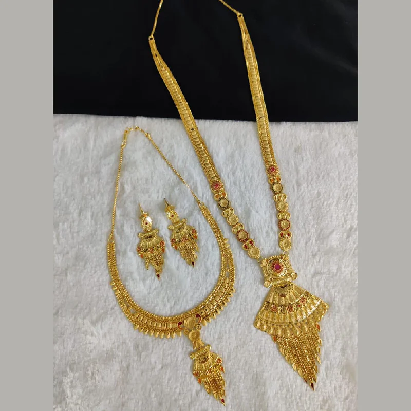 Tie-style necklaces-Pari Art Jewellery Forming Gold Double Necklace Set