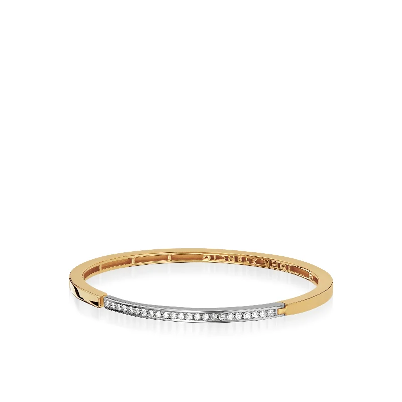 Light filigree bangles-Duplex Gold Pave Diamond Bracelet