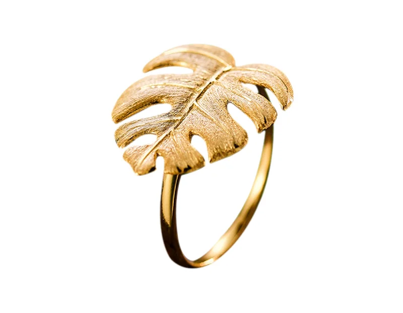 Bent shank rings-Monstera Leaf Ring