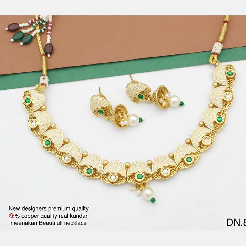 Shiny charm necklaces-Manisha Jewellery Gold Plated Pota Stone Necklace Set