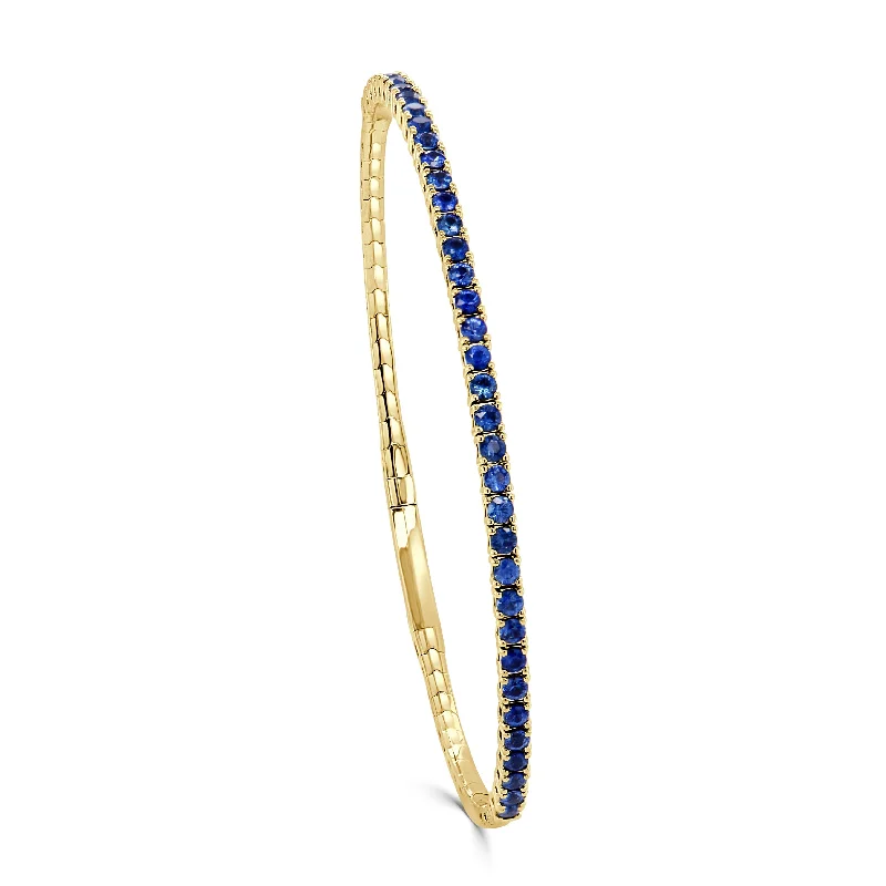 Pure link bangles-14K Gold & Blue Sapphire Flexible Bangle