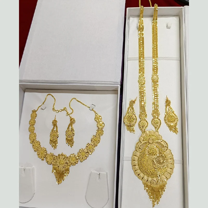 Fox charm necklaces-Pari Art Jewellery Forming Gold Double Necklace Set