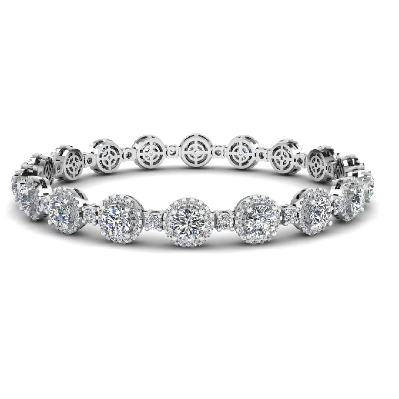 Flex thread bangles-Round Brilliant Shape Halo 8.5 Carat Diamond Bracelet BRHARB