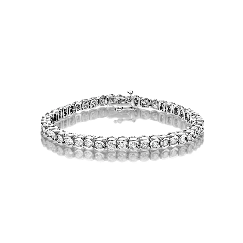 Tiny wing bangles-Cecelia 7 Carat Round Brilliant Single Row Diamond Tennis Bracelet in Platinum By Mike Nekta