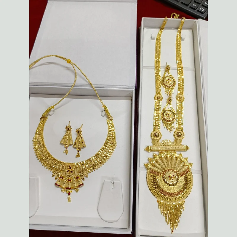 Worn style necklaces-Pari Art Jewellery Forming Gold Double Necklace Set