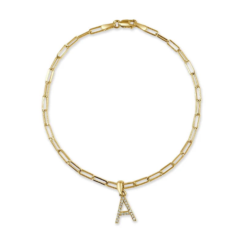 Quirky bangles-14k Yellow Gold & Diamond Initial Link Bracelet