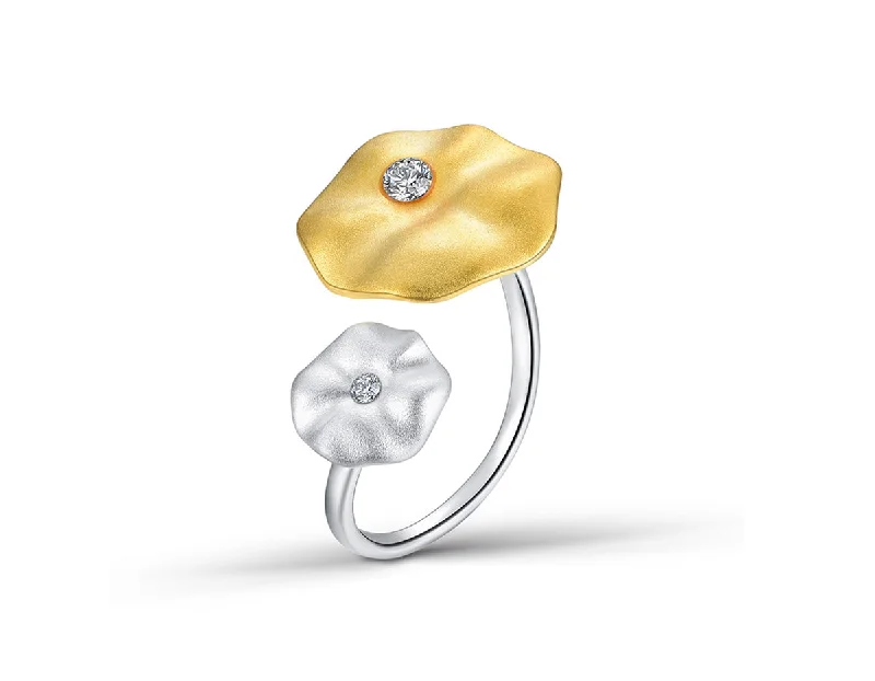 Glittering crystal rings-Lotus Leaf's Morning Dew Ring