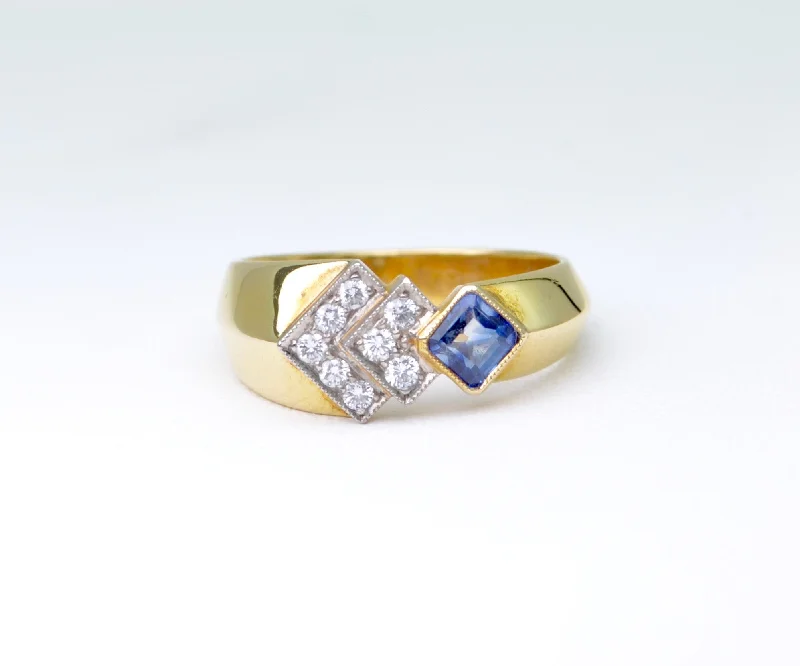 Spinel gem rings-Italian-design Sapphire and Diamond Ring