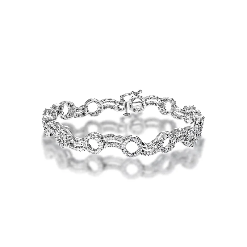 Reef knot bangles-Raelynn 4 Carat Round Brilliant Single Row Diamond Bracelet in 14k White Gold